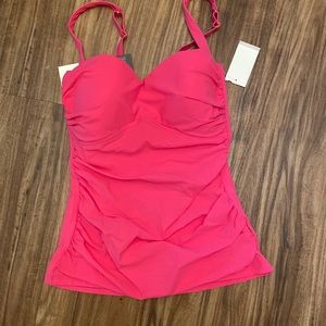 Profile by Gottex Barbiecore Pink Ruched Tankini Swim Top Size 10